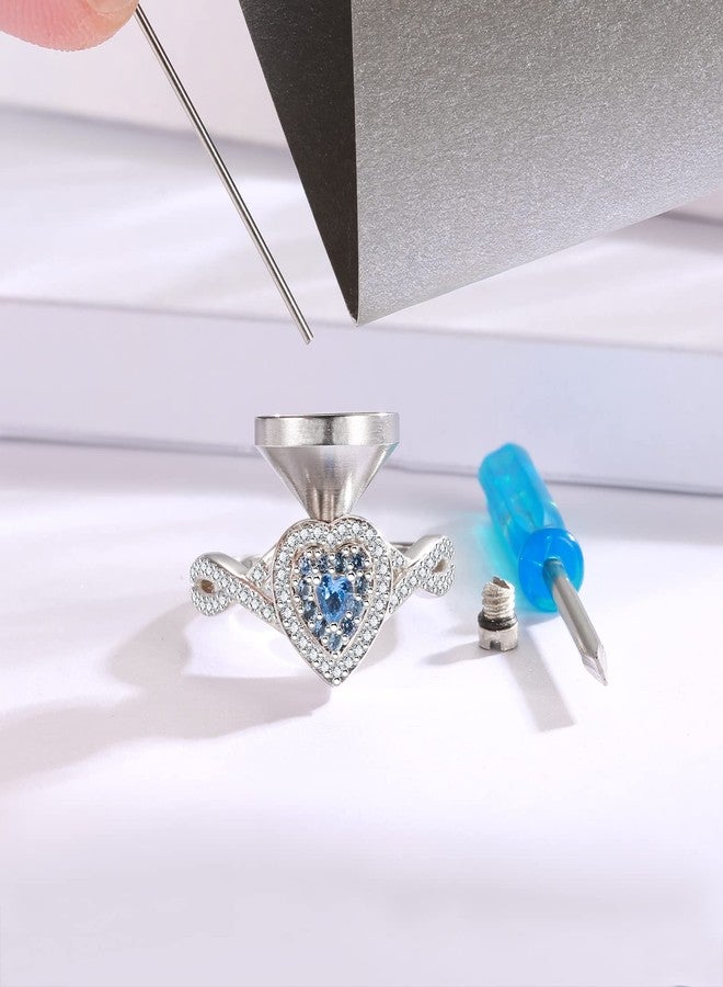 Sariel Teardrop Cremation Ring for Ashes - 925 Sterling Silver Urn Keepake Rings Memorial Jewelry for Women (Heart (Blue), 8) - Image 4