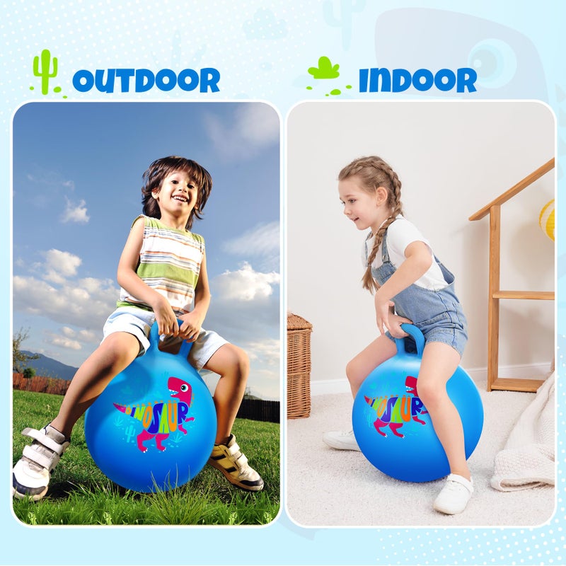 ZOOJOY Hopper Ball for Kids18In Bouncy Balls with Handle, Blue Dinosaur Indoor Outdoor Boys Toys for Active Play with Pump, Easter Basket Stuffers Girls Boys Gifts for 3 4 5 6 7 8Yr Balance Toys - Image 5