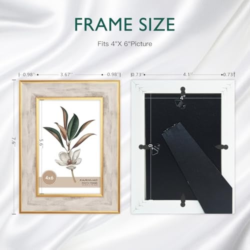 XUANLUO 4 Pack Picture Frames Farmhouse Rustic Picture Frame Sets with Distressed Wood Grain,Display Pictures Tabletop or Wall Decor (Mix Color, 4x6 (4pc)) - Image 2