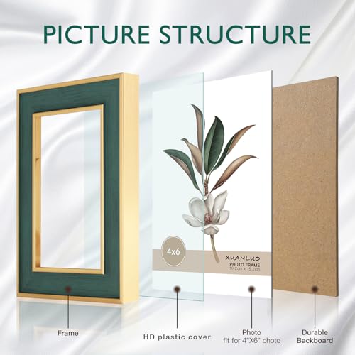 XUANLUO 4 Pack Picture Frames Farmhouse Rustic Picture Frame Sets with Distressed Wood Grain,Display Pictures Tabletop or Wall Decor (Mix Color, 4x6 (4pc)) - Image 3