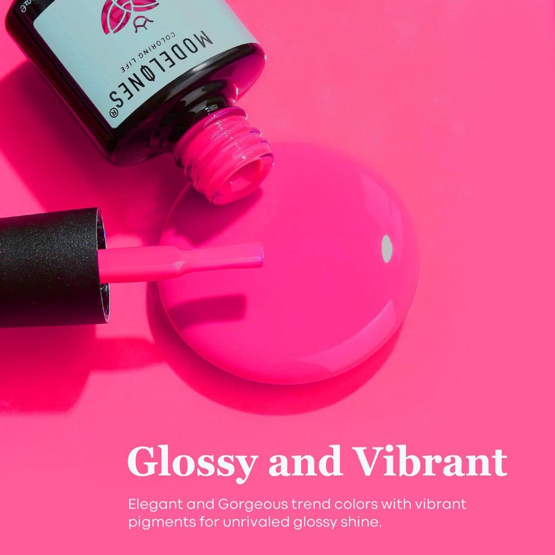 modelones Neon Gel Nail Polish Set, 6 Colors Neon Hot Pink Nail Gel Kit Soak Off Nail Art Gift - Image 3