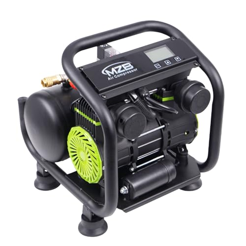 MZB AIR COMPRESSOR MZB Ultra Quiet Air Compressor 110V/60Hz MAX 115PSI Steel Tanks Oil-Free 70dB Noise Level Air Compressor with Wheels for Spray Painting, Auto Repair, Carpentry Decoration (1.6 Gallon) - Image 1