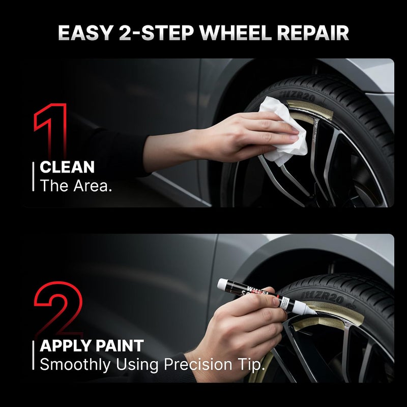 Wheel Scratch Fix Anthracite Rim Touch Up Paint Pen, Car Wheel Repair, Curb Rash Repair, Universal Rim Alloy Wheel Color Black, Silver, Gray (Anthracite Pen Only) - Image 3