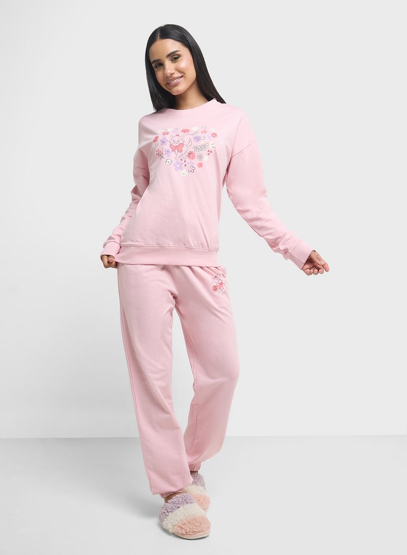 Disney Marie Sweattop & Jogger Pyjama Set - Image 5