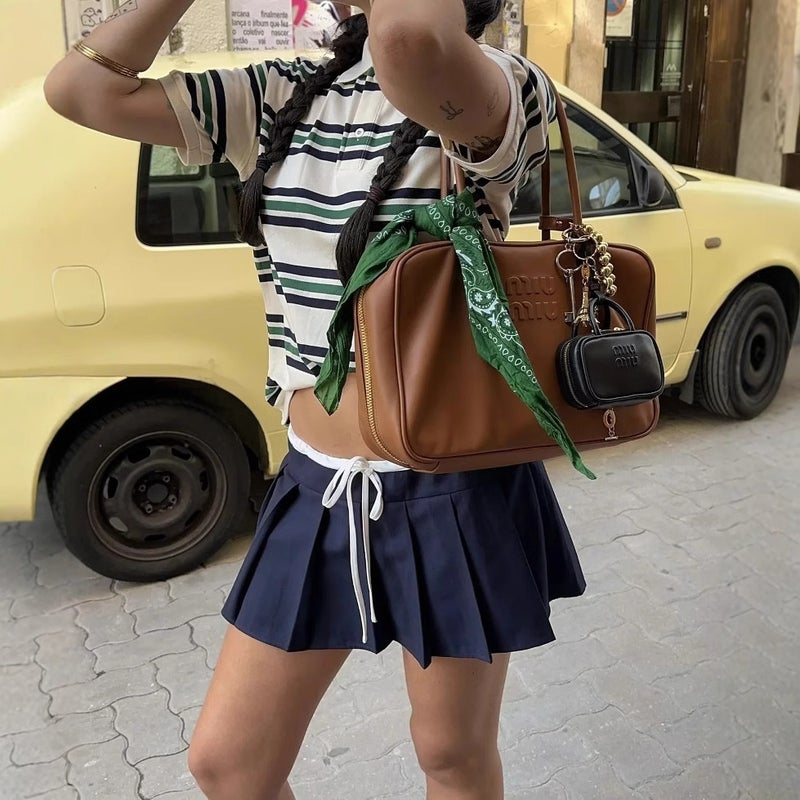 Bzlpolo Collar Striped Short Sleeve Explosion Retro Style Girl American Contrast Color T-Shirt - Image 3