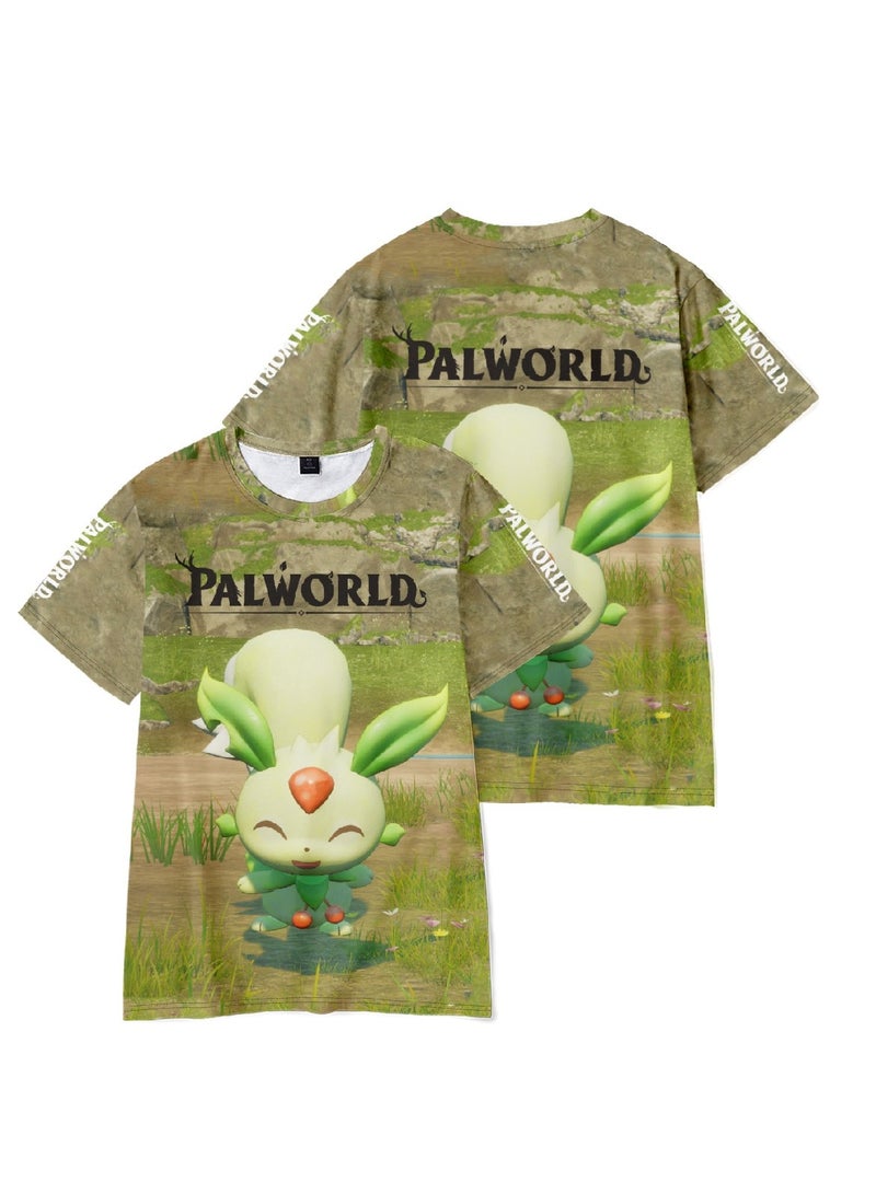 Palworld Phantom Beast Palu 3D digital printing adult and children summer short-sleeved T-shirt - Image 3