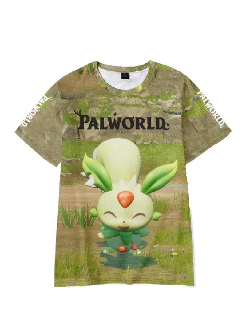 Palworld Phantom Beast Palu 3D digital printing adult and children summer short-sleeved T-shirt - Image 1