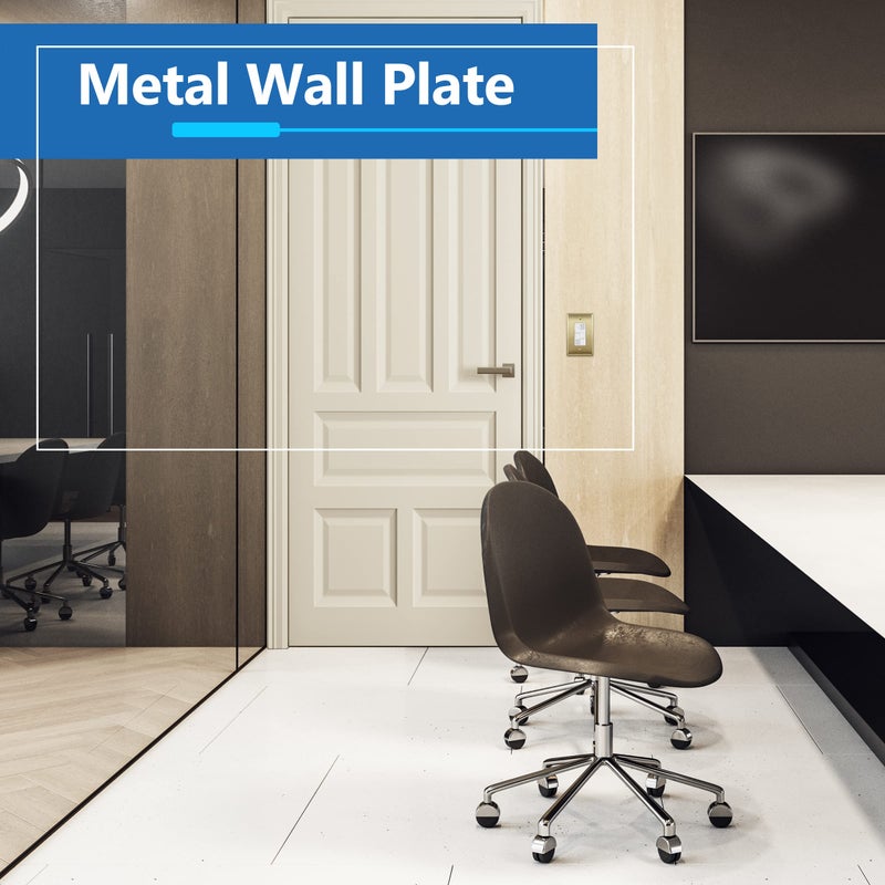 LIDER Decorator Switch or Receptacle Metal Wall Plate, Stainless Steel Outlet Cover, Corrosion Resistant, Mid-Size 1-Gang 4.88" x 3.11", 201 Stainless Steel, LMWP-31M-BB, Brushed Brass - Image 2