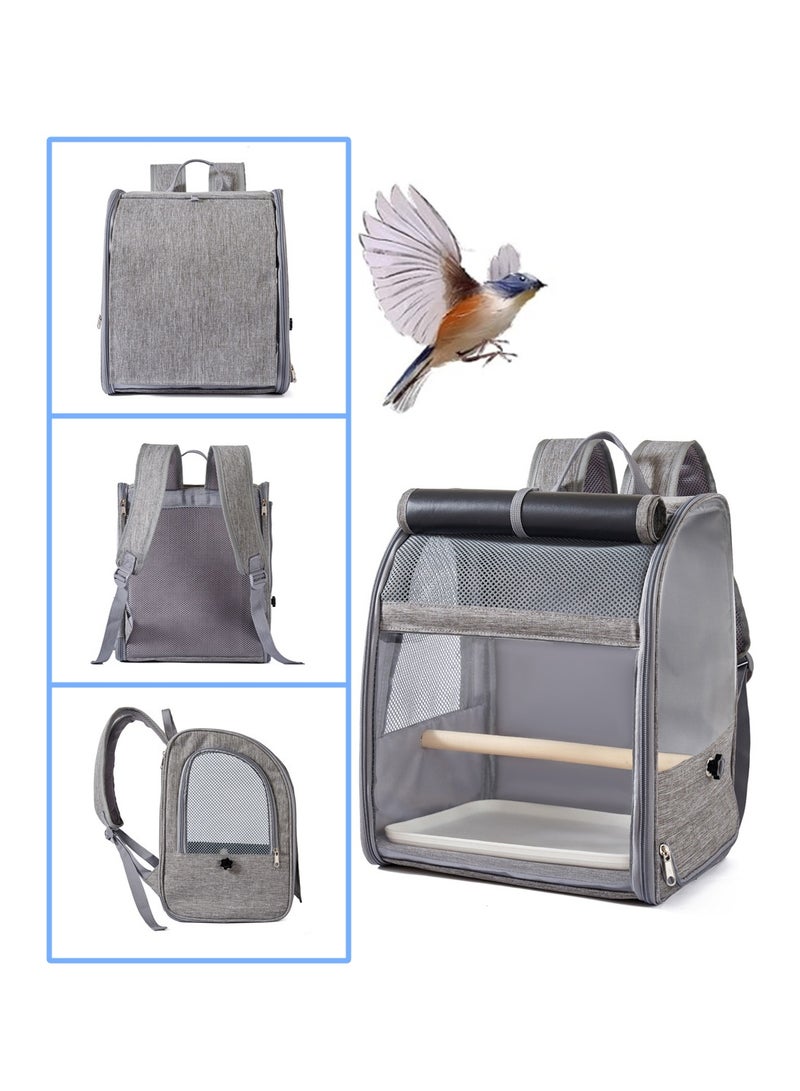 LEOKOR Bird Carrier Bag, Bird Backpack with Food Bowl, Tray and Stand, Easy to Clean Pet Travel Cage for Parrot, Portable Pet Transparent Breathable Travel Cage - Image 3