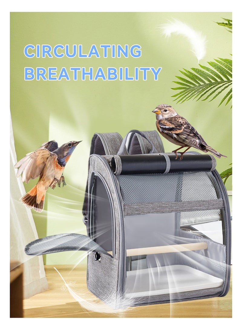 LEOKOR Bird Carrier Bag, Bird Backpack with Food Bowl, Tray and Stand, Easy to Clean Pet Travel Cage for Parrot, Portable Pet Transparent Breathable Travel Cage - Image 2
