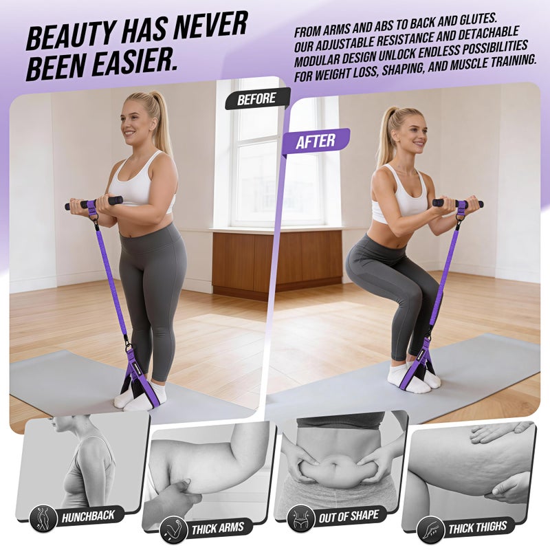 Ayombo Upgrade Pedal Resistance Band with Handle, Adjustable Tube Foot Pedal Device Puller Exercise Bands, for Abs Arm Leg Waist Workout, Core Pilates, Sit Up Fitness Equipment for Full Body Training - Image 5