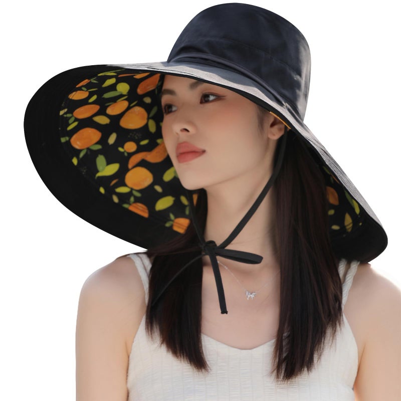 Huamulan 7 inch Wide Brim Women Summer Sun Floppy Hat Beach Bucket Hats Reversible Foldable Fishing Travel UV Protection Ladies Hat - Image 1
