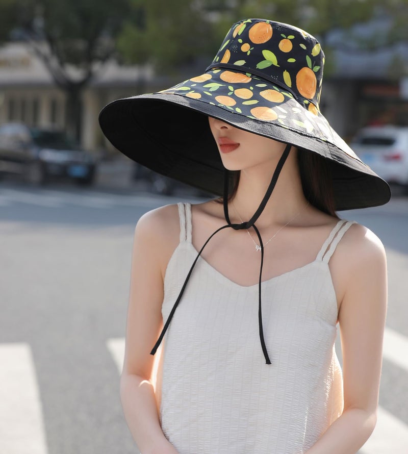 Huamulan 7 inch Wide Brim Women Summer Sun Floppy Hat Beach Bucket Hats Reversible Foldable Fishing Travel UV Protection Ladies Hat - Image 4