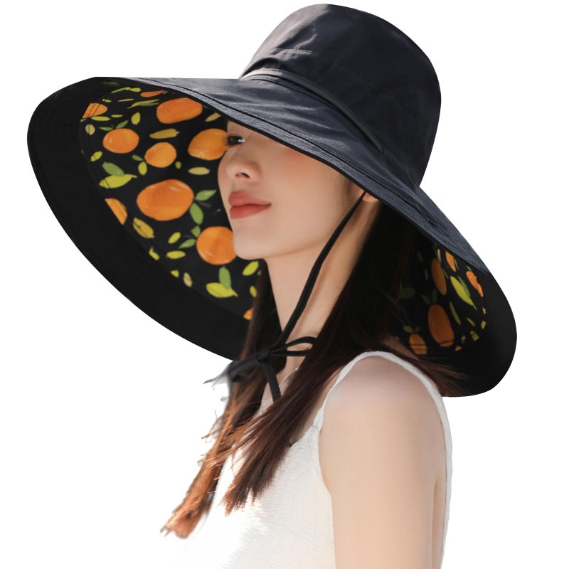 Huamulan 7 inch Wide Brim Women Summer Sun Floppy Hat Beach Bucket Hats Reversible Foldable Fishing Travel UV Protection Ladies Hat - Image 2