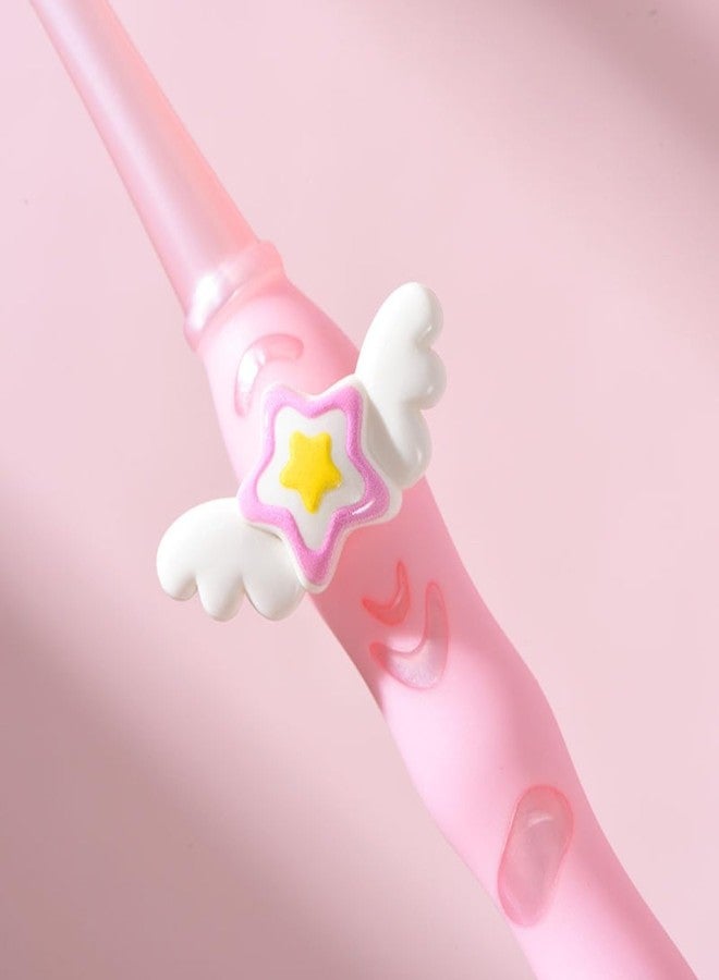 POMN Pink Soft Bristle Toothbrush Fairy Toothbrush Cute Girl Kid's Toothbrush Micro Fur Manual Toothbrush with 10000 Ultra Soft Bristle (2 Pack - Image 2