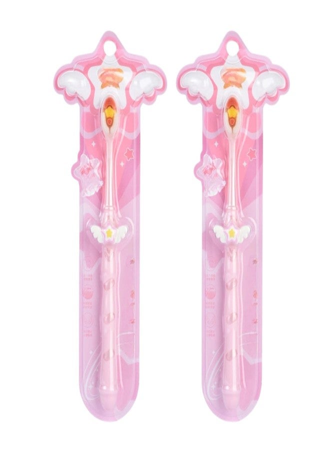 POMN Pink Soft Bristle Toothbrush Fairy Toothbrush Cute Girl Kid's Toothbrush Micro Fur Manual Toothbrush with 10000 Ultra Soft Bristle (2 Pack - Image 1