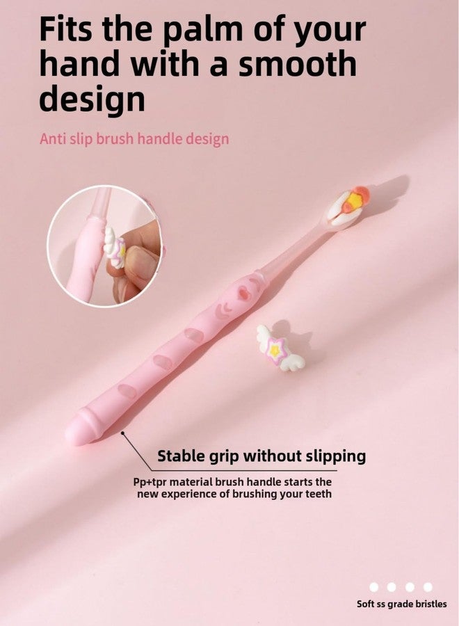 POMN Pink Soft Bristle Toothbrush Fairy Toothbrush Cute Girl Kid's Toothbrush Micro Fur Manual Toothbrush with 10000 Ultra Soft Bristle (2 Pack - Image 4
