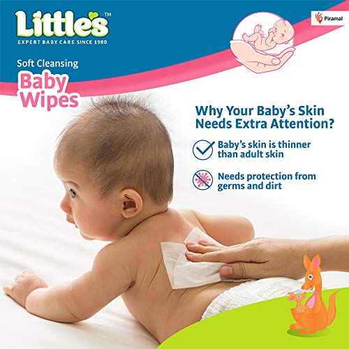 Little's Soft Cleansing Baby Wipes | 80 Wipes x 6 - 480 Wipes | Extra Thick & Moist Wet Wipes for Baby's | Prevents Rashes & Redness with Goodness of Aloe Vera, Vitamin E & Jojoba Oil - Image 3