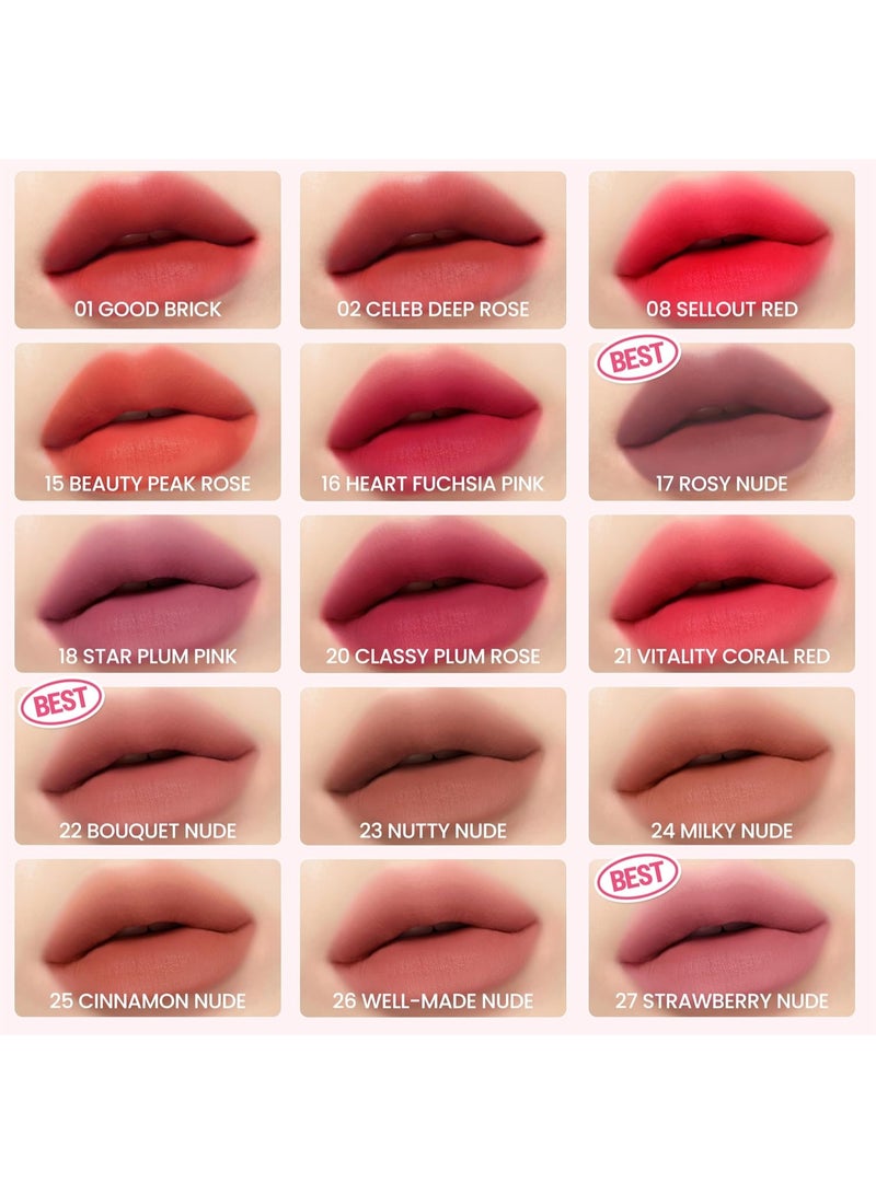 Peripera Ink The Velvet Lip Tint – Highly Pigmented, Longwear & Weightless Lip Tint – Smudge-Proof, Buildable Color for Lips & Cheeks – 022 Bouquet Nude - Image 5