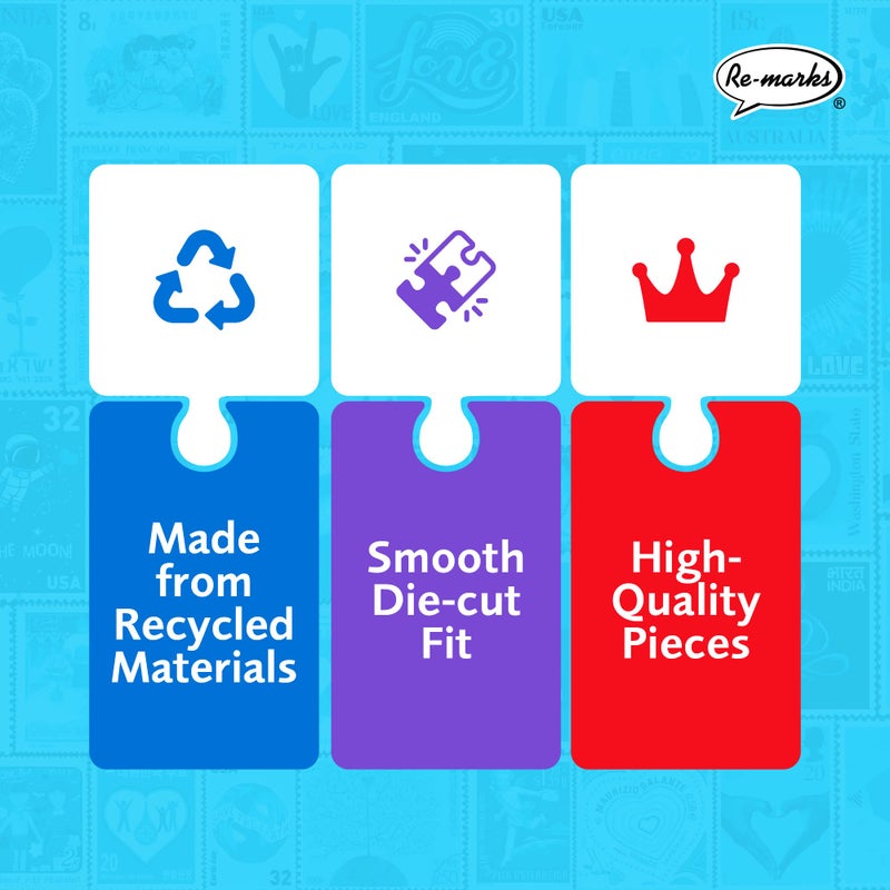 Re-marks Love Letters Stamps Collage Puzzle, 1000 Piece Puzzle for All Ages - Image 4