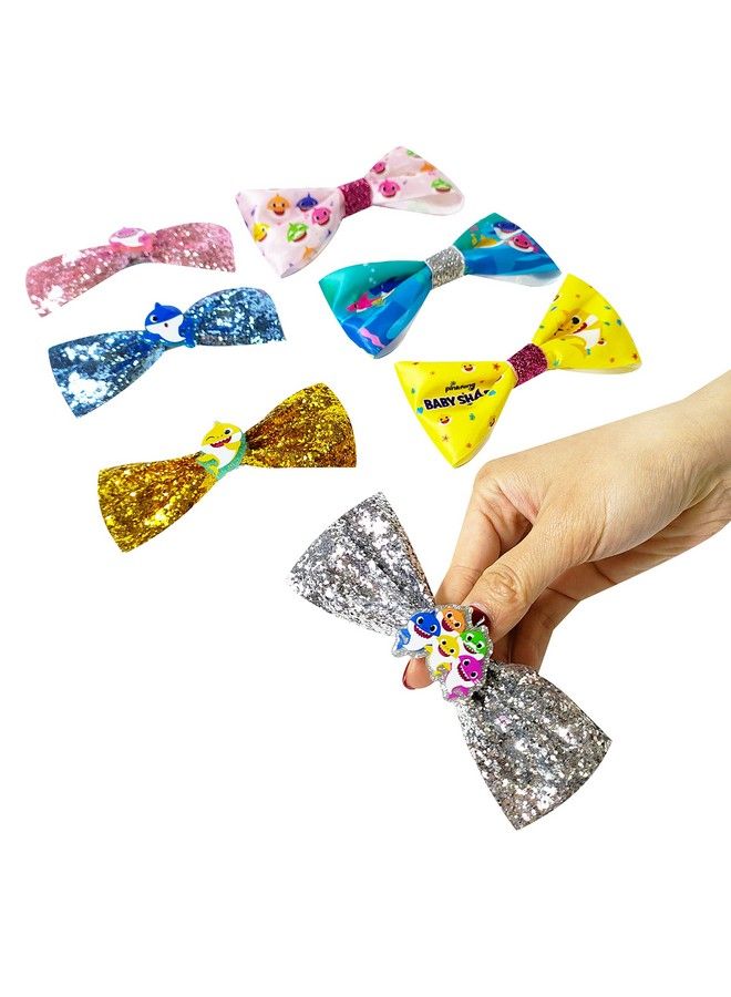 Luv Her Baby Shark Kids Hair Bows Hair Accessories Gift Set 7 Pcs 4 Inch Bundle Hair Bows For Girls Different Character On Each Clip Alligator Clip Ages 3 + - Image 2