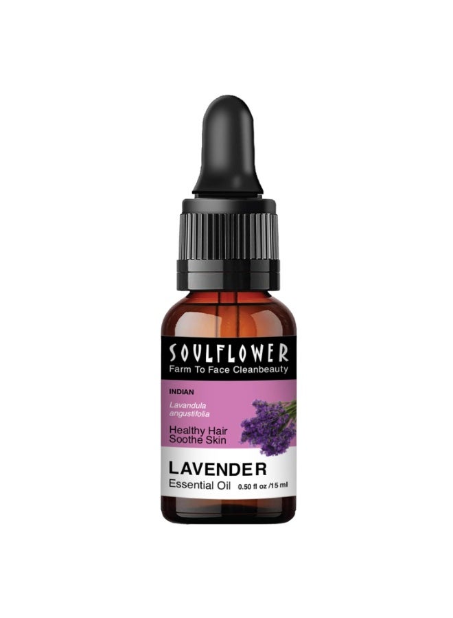 Soulflower Lavender Essential Oil for Healthy Hair & Growth, Skin, Hair Fall Control and Relaxing Sleep| Lavandula Angustifolia | Ecocert Certified Organic 100% Pure, Natural, Undiluted | 15ml - Image 1