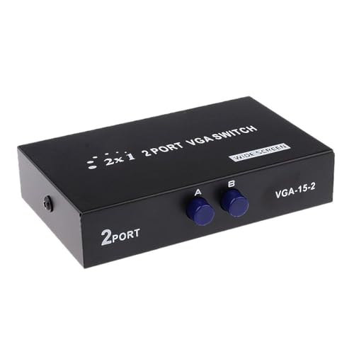PremiumAV 2 Port VGA Switch Box – Dual Monitor Selector for PC, Laptop, Projector, and Display Connections with Manual Switching, Multicolor - Image 1