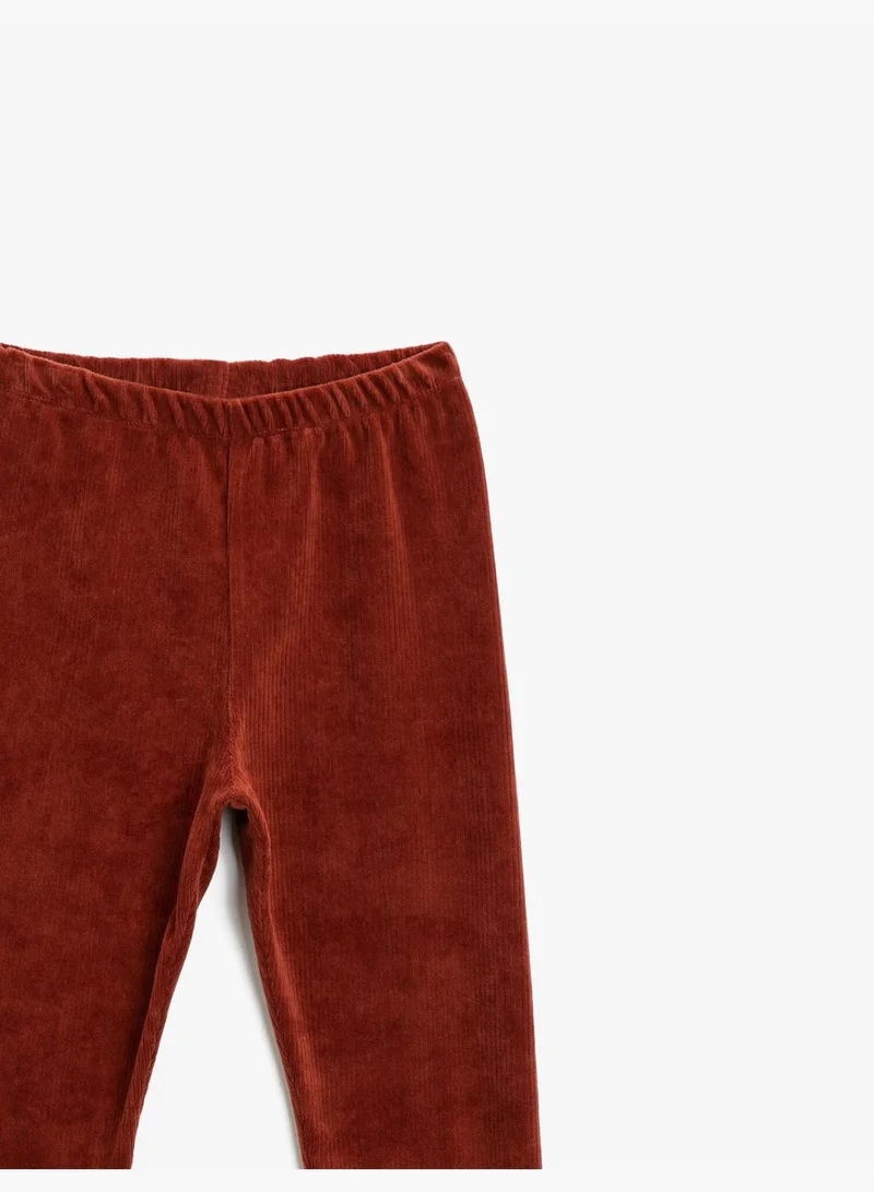 KOTON Velvet Cotton Medium Rise Leggings