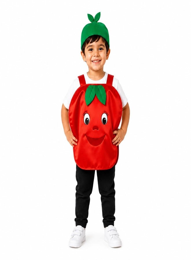 The GrowSome Polyester Apple Fruit Costume For Kids| Fruit Shape Cutout For Childs| Fruits And Vegetables Costume For Babies| Healthy Fruits Dress For Kids (Jumpsuit Not Include) (4-6 Years), Red - Image 1