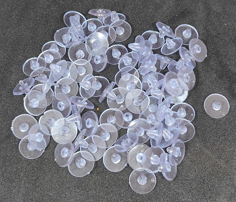 Moud Jewels (200 Pcs Or 100 Pairs Approx) Super Soft Silicone Bluish Earring Stopper Silicone Earring Backs/ Clear Rubber Earring Backs/ Earring Safety Back Stopper/ Bluish Silicone Long Nose Back Stoppers/ Earring Push Buttons/ Findings Stud Earring Plugs for Gold, Diamond & Silver Earrings/ Earring Silicone Or Rubber Earnuts/ Earring Silicone Or Rubber Pech/ Rubber Earring Back/ Rubber Earring Stoppers Back/ Rubber Earring Stopper/ Earring Lock Rubber/ Earring Push Back Rubber (Normal (10 MM)  - Image 3