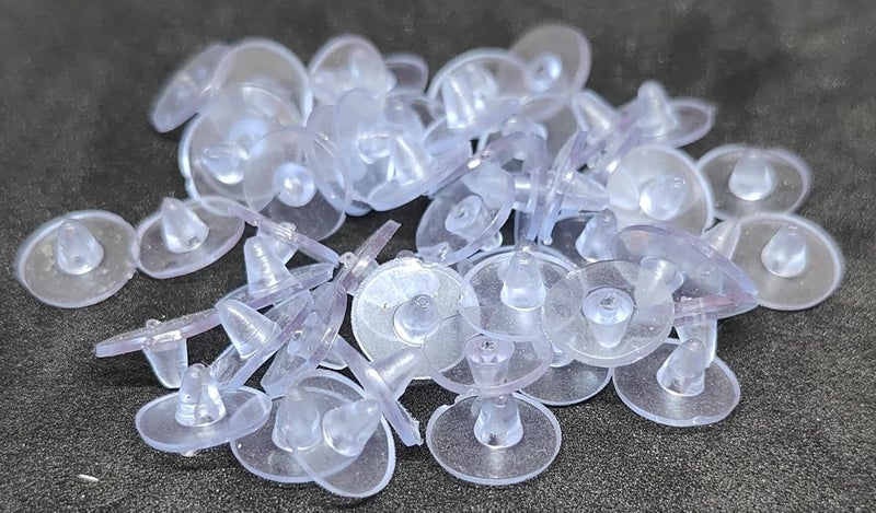 Moud Jewels (200 Pcs Or 100 Pairs Approx) Super Soft Silicone Bluish Earring Stopper Silicone Earring Backs/ Clear Rubber Earring Backs/ Earring Safety Back Stopper/ Bluish Silicone Long Nose Back Stoppers/ Earring Push Buttons/ Findings Stud Earring Plugs for Gold, Diamond & Silver Earrings/ Earring Silicone Or Rubber Earnuts/ Earring Silicone Or Rubber Pech/ Rubber Earring Back/ Rubber Earring Stoppers Back/ Rubber Earring Stopper/ Earring Lock Rubber/ Earring Push Back Rubber (Normal (10 MM)  - Image 4