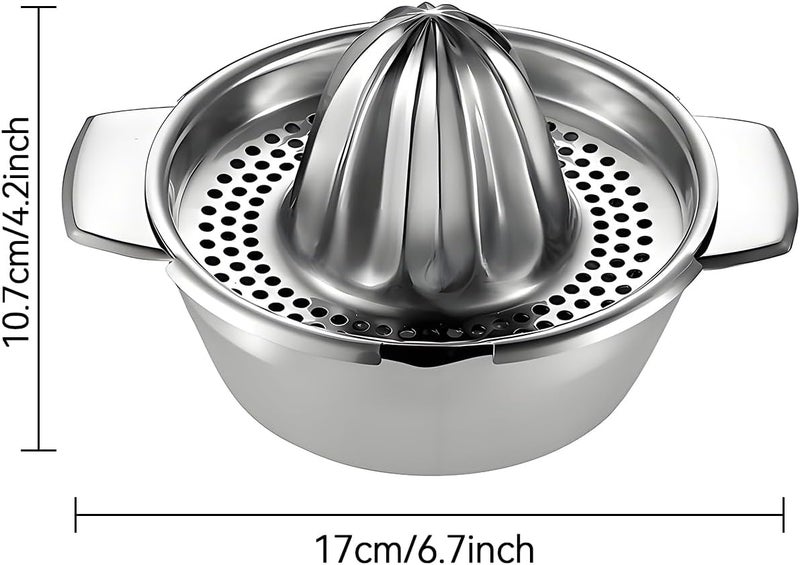 Pebipoo Lemon Orange Squeezer, Manual Juicer Stainless Steel Citrus Juicer Hand Press Lemon Squeezer with Bowl Juicer Strainer - Image 2