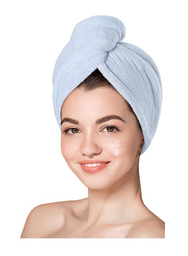 Microfiber Hair Towel, 3 Packs Hair Turbans for Wet Hair, Drying Hair Wrap Towels for Curly Hair Women Anti Frizz(Grey,Blue,White)  - Image 3
