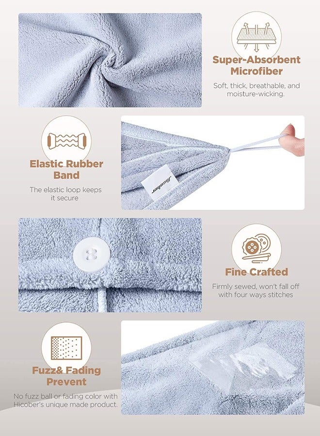 Microfiber Hair Towel, 3 Packs Hair Turbans for Wet Hair, Drying Hair Wrap Towels for Curly Hair Women Anti Frizz(Grey,Blue,White)  - Image 2