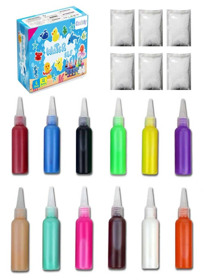 Coniuty Magic Water Elf Toy Powder Refill 6 Packs + 12 Bottles Aqua Fairy Water Color Gel Kit - Image 1