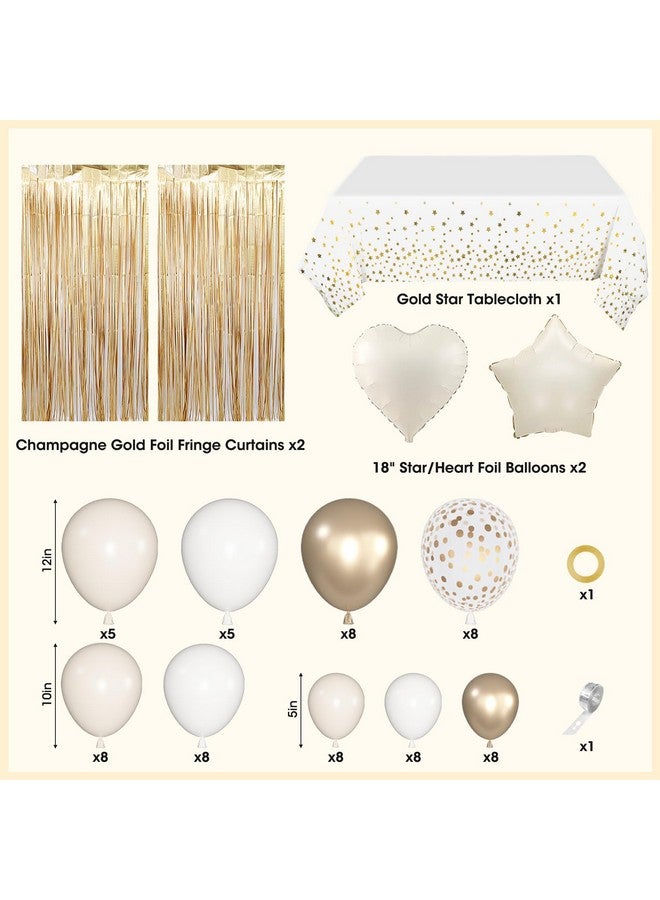 Amandir Birthday Decorations for Women, White Sand Beige Cream Neutral Gold Foil Balloons Table Cloth Sash Crown Curtains Happy Birthday Banner Golden Star Garland Butterfly Boho Party Supplies - Image 2