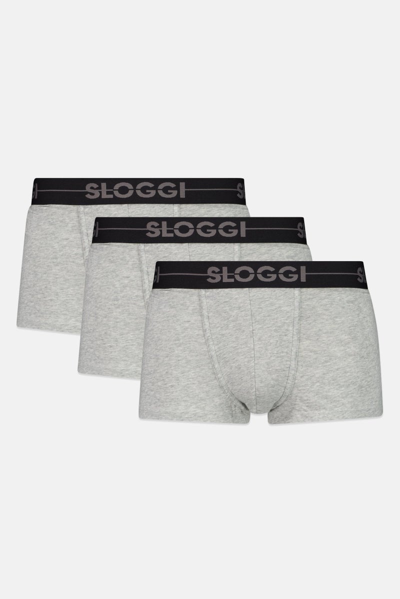 sloggi Men 3 Pieces Brand Logo Hipster Briefs, Grey - Image 1