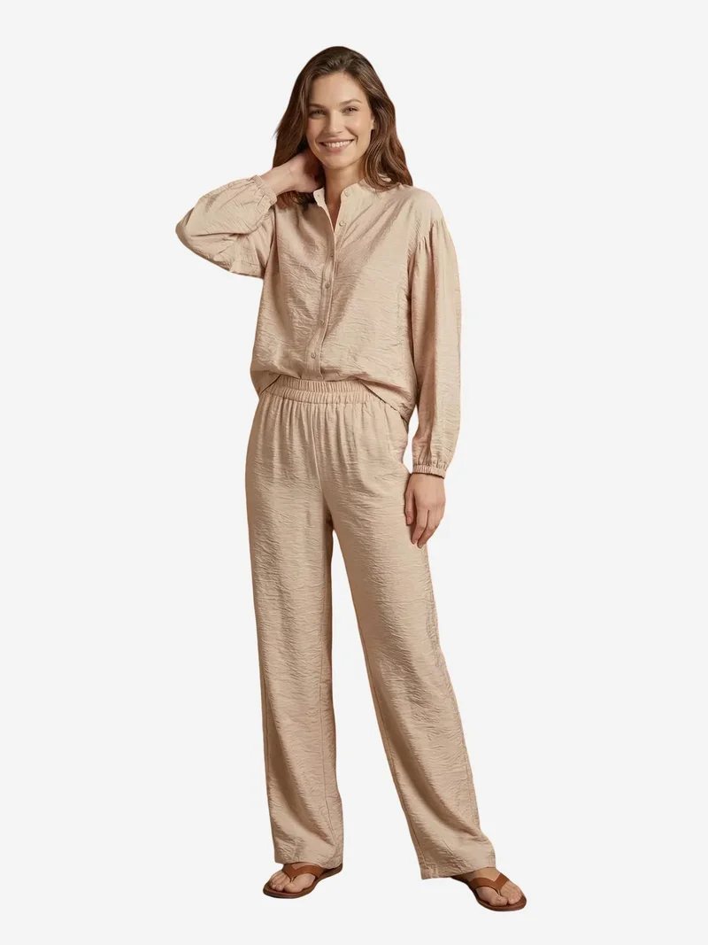 MY FASHION MY FASHION High Waist Wide Leg Two-Piece Co-ord Set