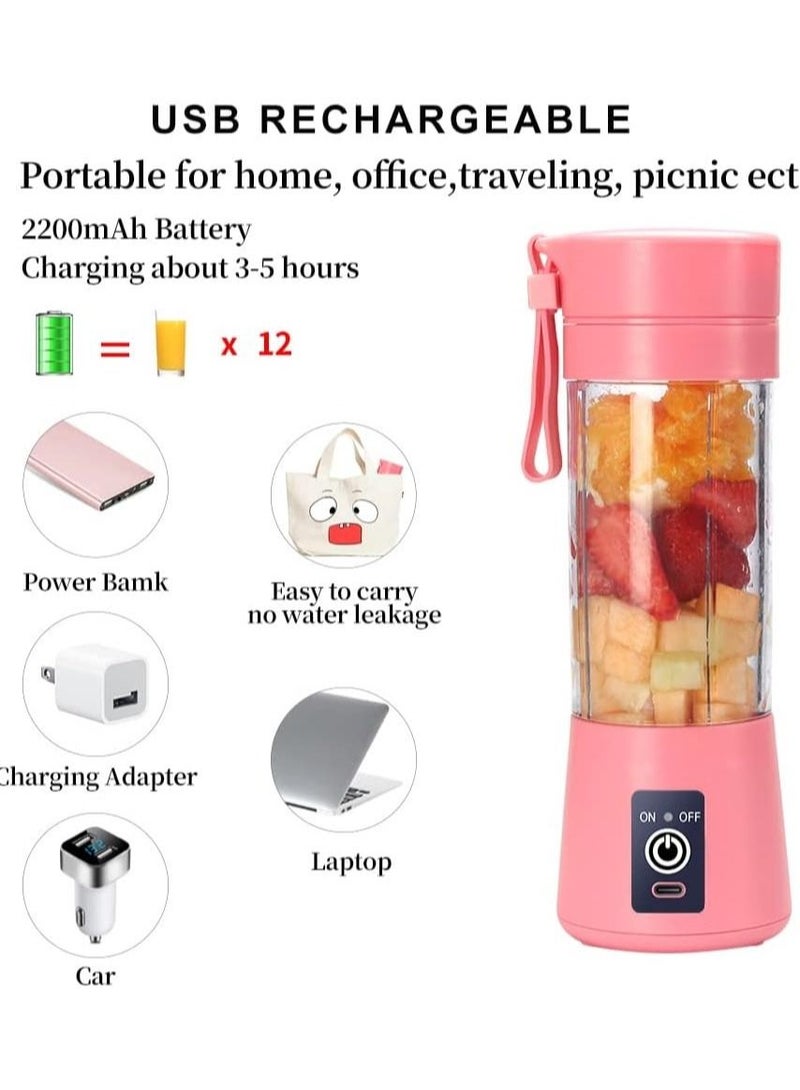 Portable Blender Cup Electric USB Juicer Blender Mini Blender Portable Blender For Shakes and Smoothies Juice 380ml Six Blades Great for Mixing - Image 5