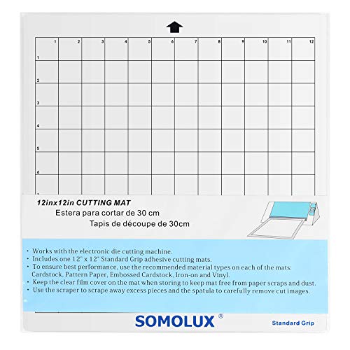 SOMOLUX 5 Pcs Adhesive Cutting Mat Standard-Grip Suit for Silhouette Cameo, Kricut Die Cutting Machine, 12 ×12 Value 5 Pack - Image 1