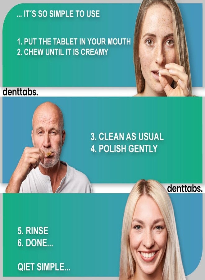 دنتابس أقراص تنظيف الأسنان DENTTABS بنكهة ستيفيا والنعناع (خالية من الفلورايد) - عبوة فردية (1 × 125 قطعة) - Image 3