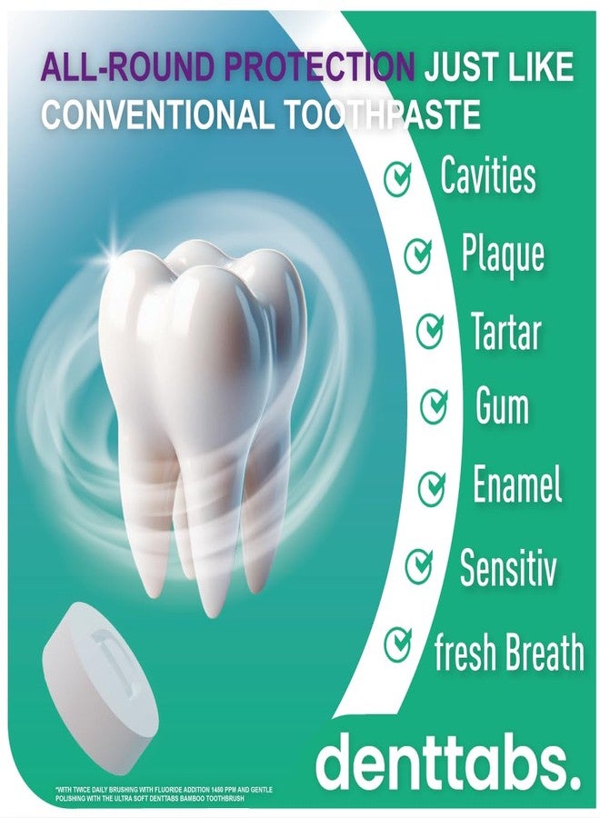 دنتابس أقراص تنظيف الأسنان DENTTABS بنكهة ستيفيا والنعناع (خالية من الفلورايد) - عبوة فردية (1 × 125 قطعة) - Image 2