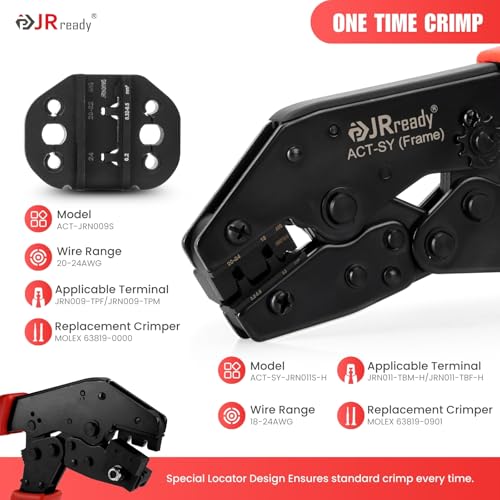 JRready ST6547 Molex Mini-Fit Jr. Micro-Fit Crimping Tool Kit with 2Pin 4Pin 6Pin Connector Kit Pins and Sockets 20-24AWG/18-24AWG Crimp Terminals Molex Connectors 4.2mm/3.0mm Pitch with Pin Extractor - Image 4
