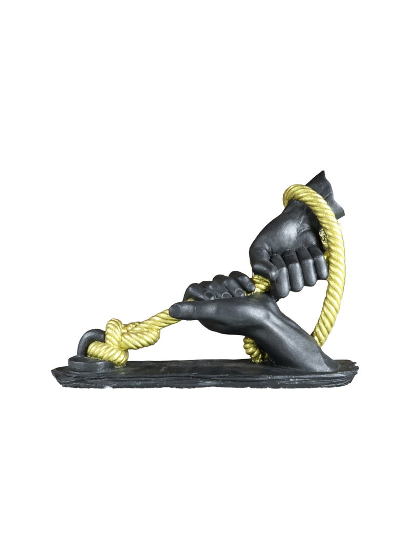 Hands Holding Rope Resin Sculpture, Black and Gold, Hand-Painted, Unity and Strength Decorative Art Figurine - Image 1