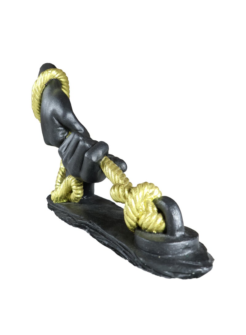 Hands Holding Rope Resin Sculpture, Black and Gold, Hand-Painted, Unity and Strength Decorative Art Figurine - Image 3