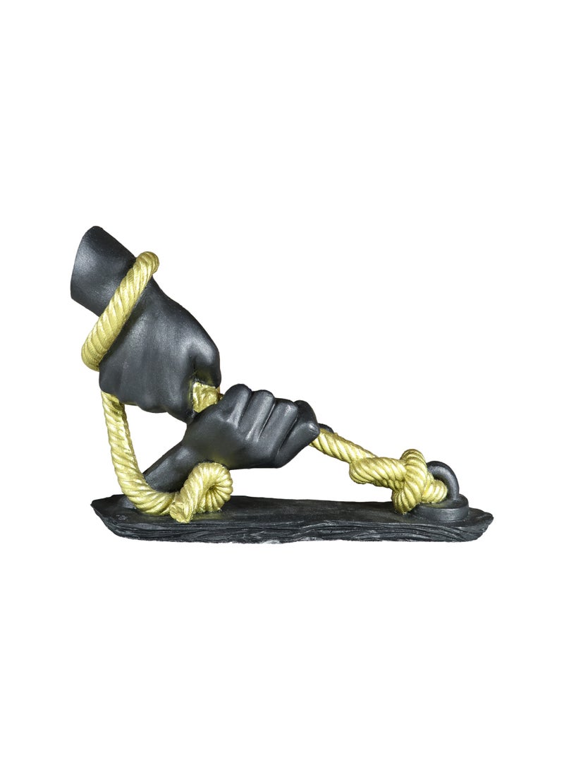 Hands Holding Rope Resin Sculpture, Black and Gold, Hand-Painted, Unity and Strength Decorative Art Figurine - Image 5