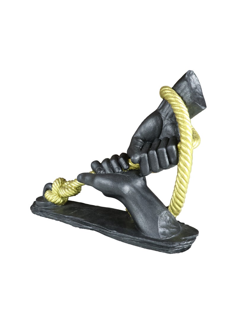 Hands Holding Rope Resin Sculpture, Black and Gold, Hand-Painted, Unity and Strength Decorative Art Figurine - Image 4