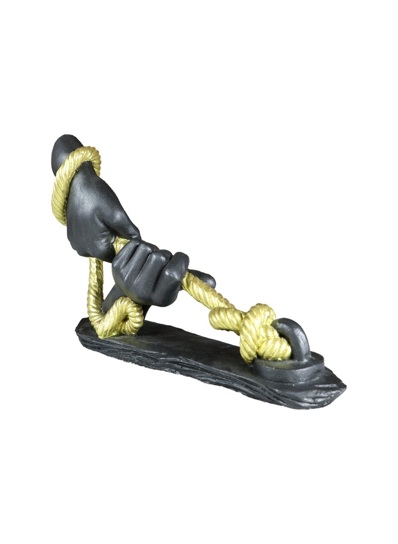 Hands Holding Rope Resin Sculpture, Black and Gold, Hand-Painted, Unity and Strength Decorative Art Figurine - Image 2