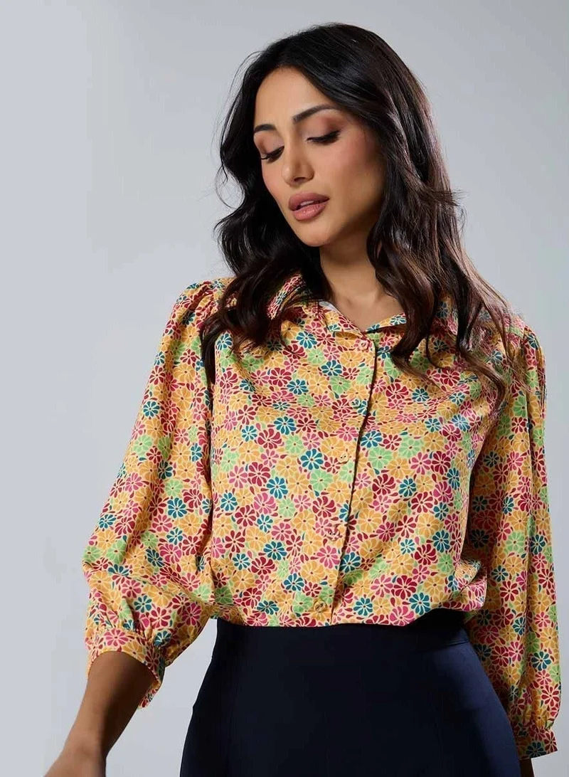 Zigzag Ditsy Floral Printed Top