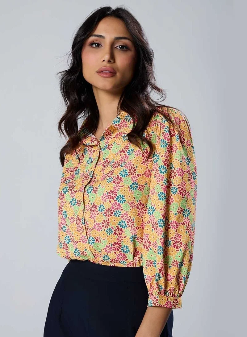 Zigzag Ditsy Floral Printed Top